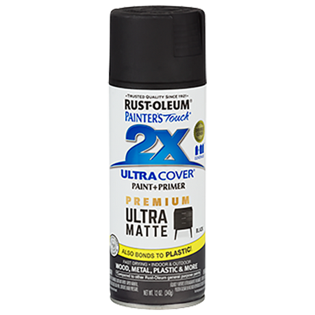 RUST-OLEUM 12 OZ Painter's Touch 2X Ultra Cover Matte Spray Paint - Matte Black BLACK /  / MATTE