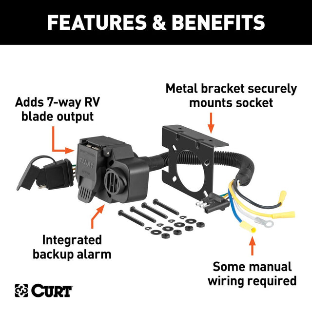 Curt Manufacturing Dual-Output Adapter With Backup Alarm