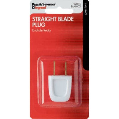 Pass & Seymour 6A 125V Straight Blade Plug, White