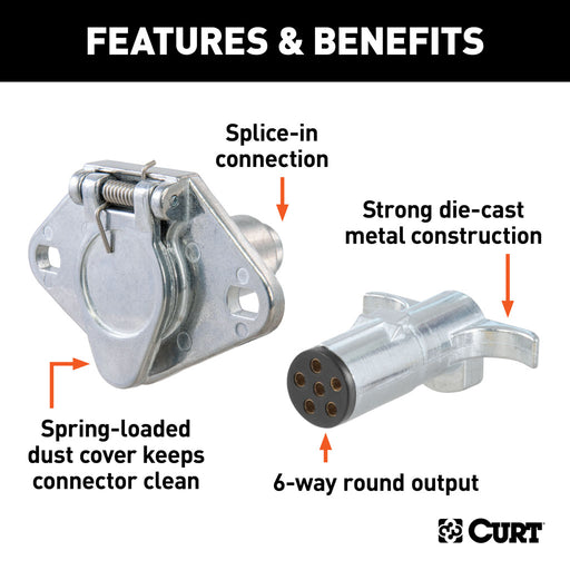 Curt Manufacturing 6-Way Round Connector Plug & Socket