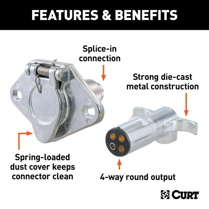 Curt Manufacturing 4-Way Round Connector Plug And Socket