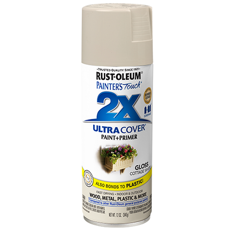 RUST-OLEUM 12 OZ Painter's Touch 2X Ultra Cover Gloss Spray Paint - Gloss Cottage White NAVAJO_WHITE