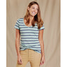 Toad & Co Women's Marley II SS Tee Blue Surf Wide Stripe