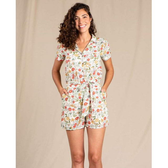 Toad & Co Women's Camp Cove SS Romper Botanical Print