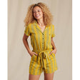 Toad & Co Women's Camp Cove SS Romper Lemon tripe / S