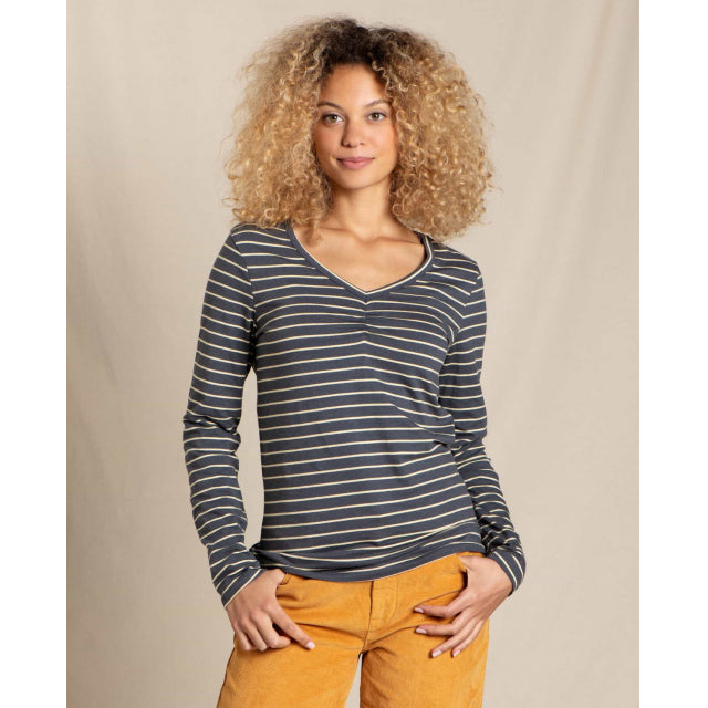 Toad & Co Women's Rose Ls Tee Soot Stripe