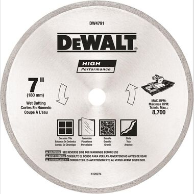 Dewalt 7 IN. X 5/8 IN. High Performance Diamond Wet/Dry Tile Blade