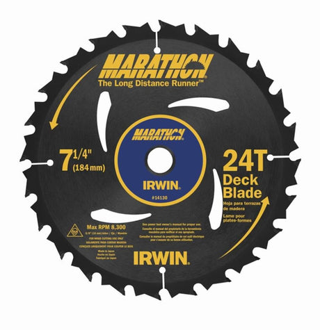 IRWIN INDUSTRIAL TOOL Marathon 7-1/4 in. D X 5/8 in. Carbide Circular Saw Blade