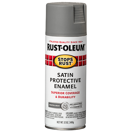 RUST-OLEUM 12 OZ Stops Rust Protective Enamel Spray Paint -Satin Coastal Gray COASTALGRAY