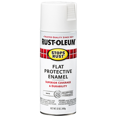 RUST-OLEUM 12 OZ Stops Rust Protective Enamel Spray Paint - Flat White WHITE / FLAT