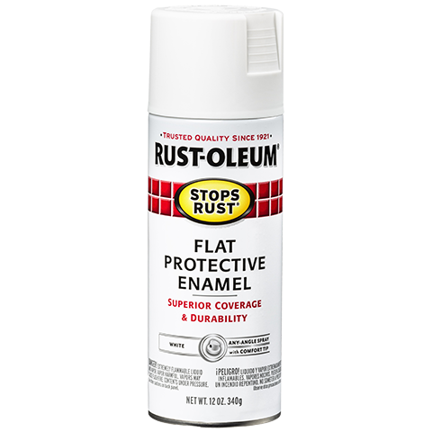 RUST-OLEUM 12 OZ Stops Rust Protective Enamel Spray Paint - Flat White WHITE / FLAT