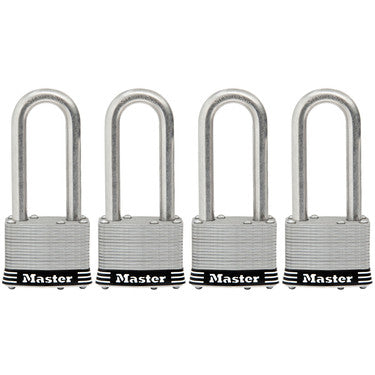 Master Lock Laminated Padlock, Stainless Steel, 2-1/2in Shackle, 4 pack