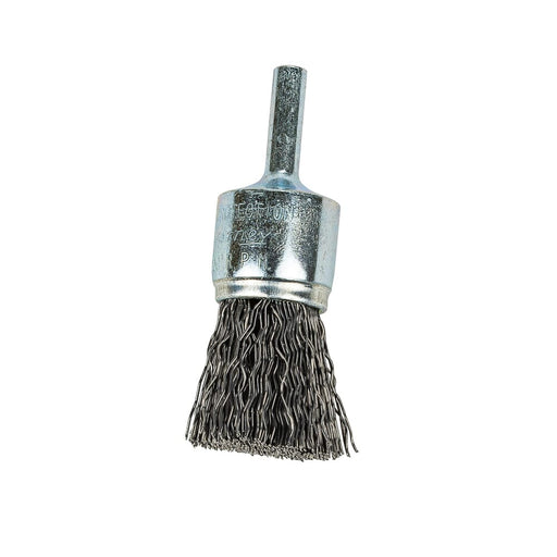 Forney Command PRO End Brush, Crimped, 3/4 in x .020 in x 1/4 in Shank