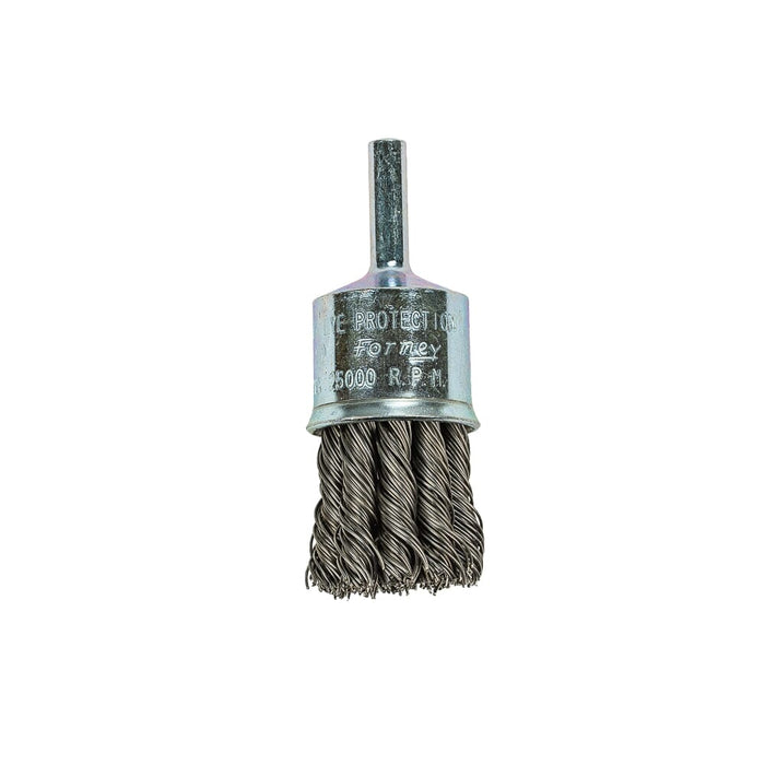 Forney Command PRO End Brush, Knotted, 1 in x .020 in x 1/4 in Shank