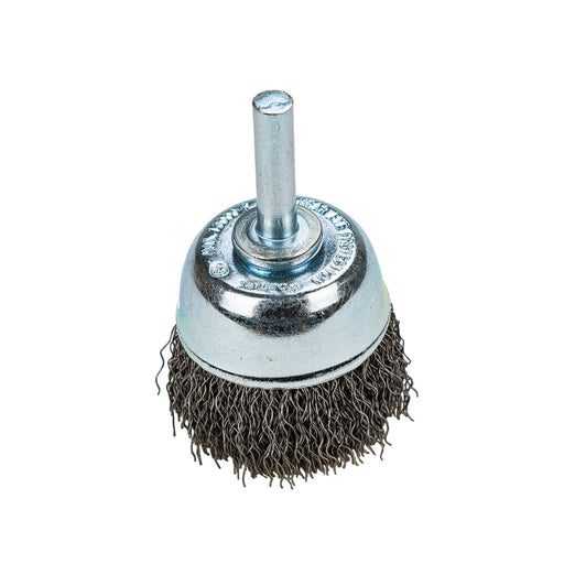 Forney Command PRO Cup Brush Crimped, 1-1/2 in x .014 in x 1/4 in Shank / COARSE