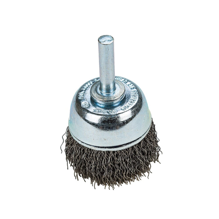 Forney Command PRO Cup Brush Crimped, 1-1/2 in x .014 in x 1/4 in Shank / COARSE