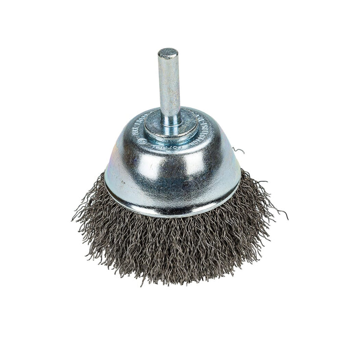 Forney Command PRO Cup Brush, Crimped, 2-1/2 in x .014 in x 1/4 in Shank / COARSE