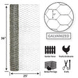 Garden Zone Garden Craft Galvanized Poultry Netting, 36in x 25ft, 1in Hexagonal Openings