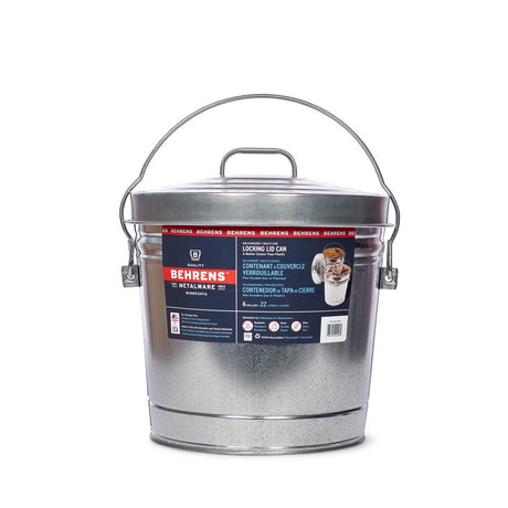 Behrens Galvanized Steel Trash Can with Locking Lid, 6 Gallon