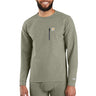 Carhartt Men's Force Heavyweight Heathered Knit Base Layer Crewneck Pocket Top Burnt olive heather