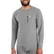 Carhartt Men's Force Heavyweight Heathered Knit Base Layer Crewneck Pocket Top Shadow heather