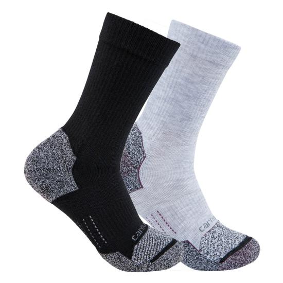 Carhartt Women's Force Midweight Synthetic Blend Crew 2 Pack Socks Assorted