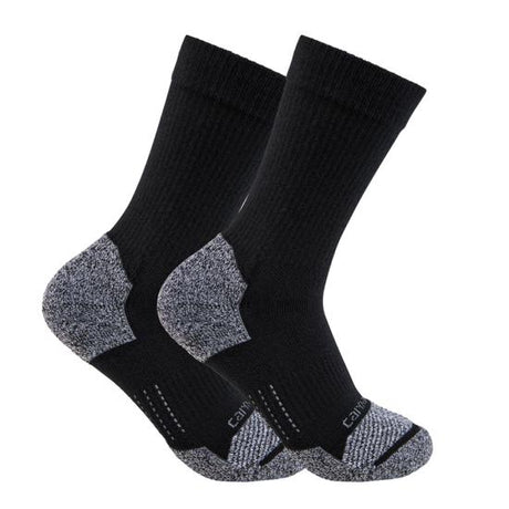 Carhartt Women's Force Midweight Synthetic Blend Crew 2 Pack Socks Black