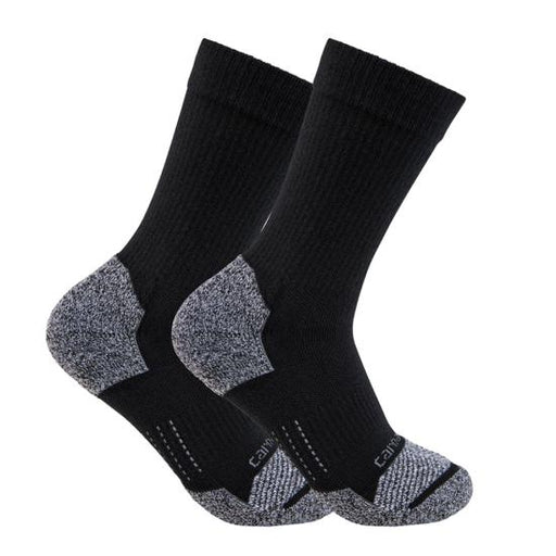 Carhartt Women's Force Midweight Synthetic Blend Crew 2 Pack Socks Black