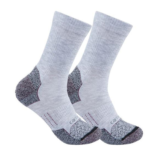 Carhartt Women's Force Midweight Synthetic Blend Crew 2 Pack Socks Grey