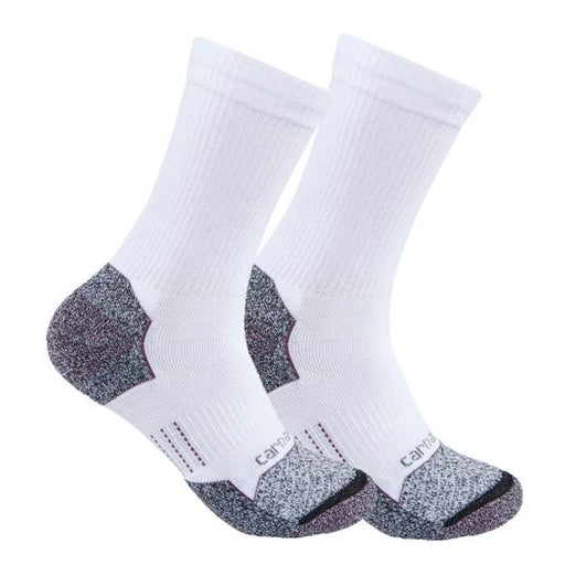 Carhartt Women's Force Midweight Synthetic Blend Crew 2 Pack Socks White
