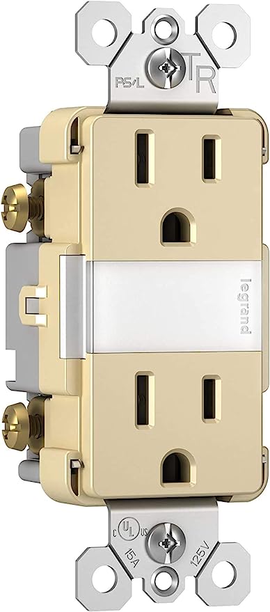 Pass & Seymour 15A Duplex Outlet with LED Night Light, Ivory IVORY