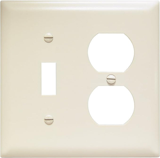 Pass & Seymour 2 Gang Toggle Switch/Duplex Receptacle Wall Plate, Light Almond 2G