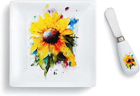 Dean Crouser Sunflower Plate with Spreader Set