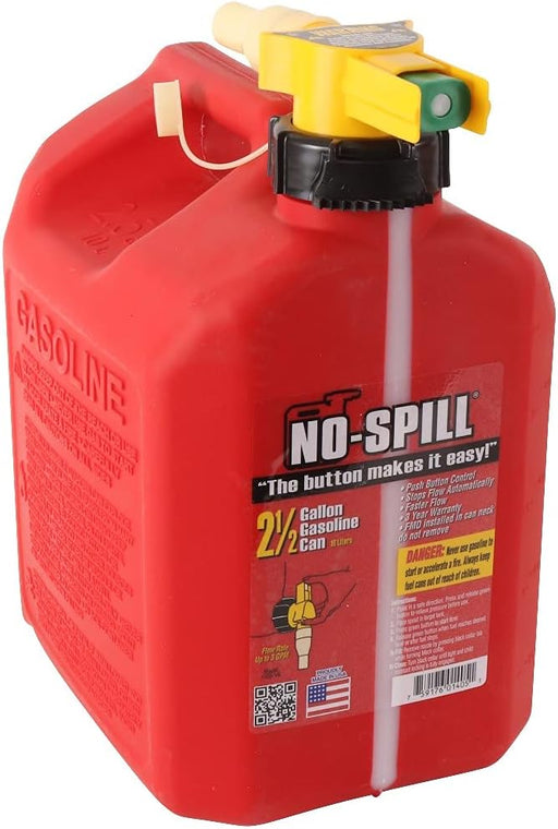 No Spill Poly Gas Can, 2-1/2 Gallon