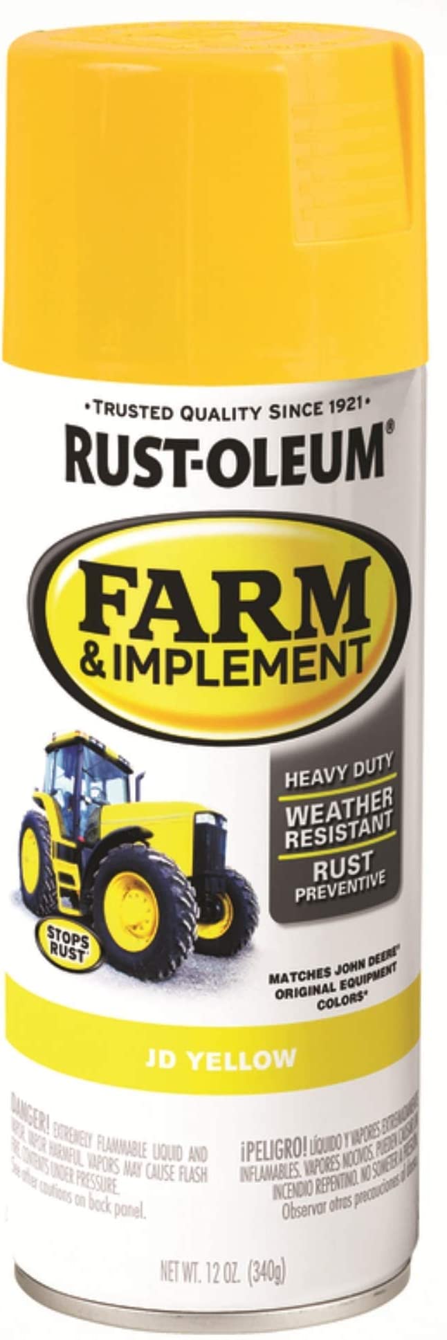 RUST-OLEUM 12 OZ Farm & Implement Paint - JD Yellow JDYEL