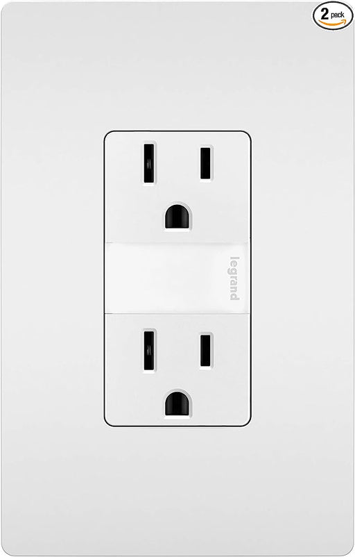 Pass & Seymour 15A Duplex Outlet with LED Night Light, White WHITE