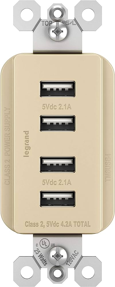 Pass & Seymour Quad USB Charger, Ivory IVORY