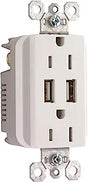 Pass & Seymour 15A 125V Duplex Outlet with 2 USB Chargers, White