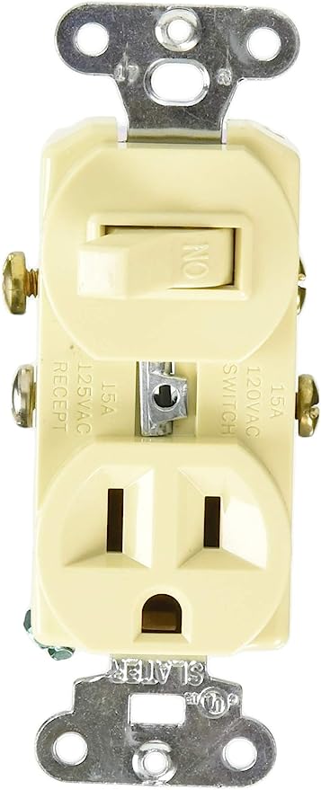 Pass & Seymour 15A Single Pole Toggle Switch/Receptacle Combination, Ivory