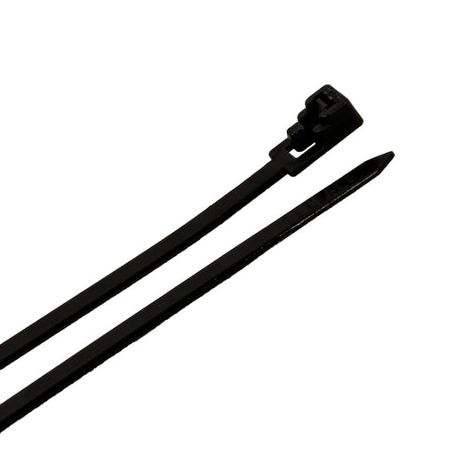 Forney Cable Ties, 11 in Black Releasable Standard Duty, 100-Pack