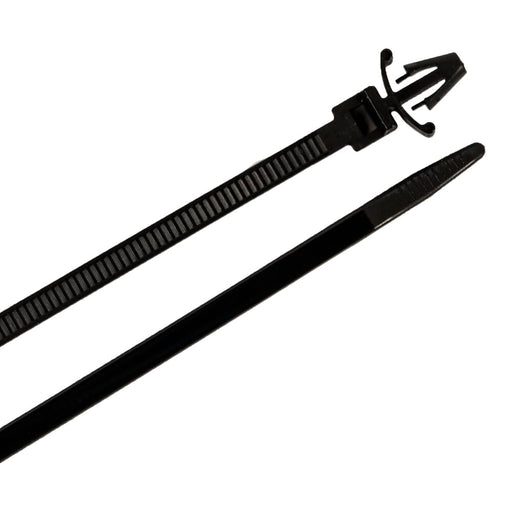 Forney Cable Ties, 6 in Black Arrowhead Push Mounts, 100-Pack
