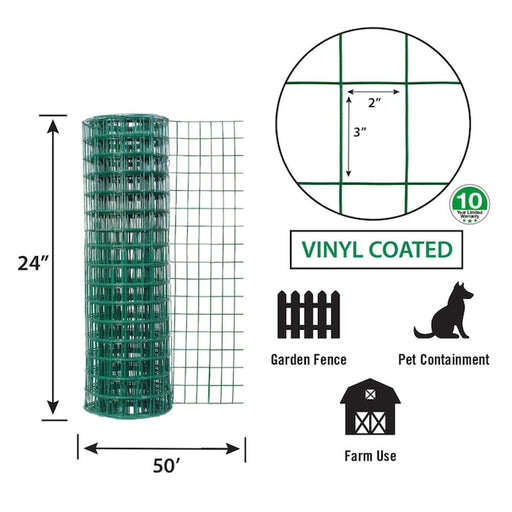 Garden Zone 24in x 50ft Green Vinyl Fence with 2in x 3in Openings GREEN / 2X50