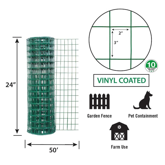 Blue Hawk 50-ft x 4-ft Galvanized Steel Welded Wire Rolled Fencing with  Mesh Size 2-in x 4-in