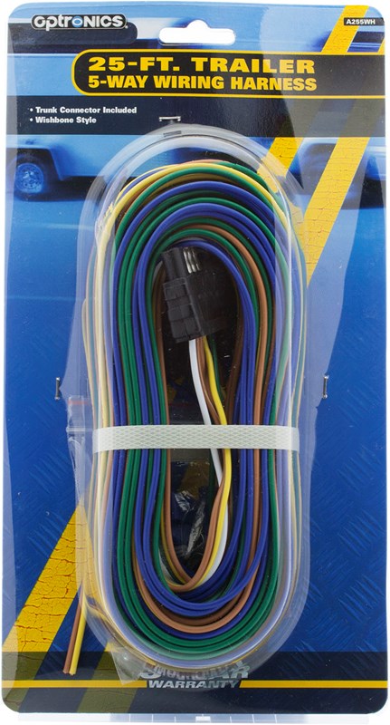 4-Way 5 FT Flat Trailer Light Wire Extension Cord – Long Reach Plug (Wennow 97798)