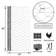 Garden Zone 36in x 25ft Galvanized Chicken Wire with 2in Openings 3X25_2IN_20GA