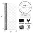 Garden Zone 36in x 50ft Galvanized Chicken Wire with 2in Openings 3X50_2IN_20GA