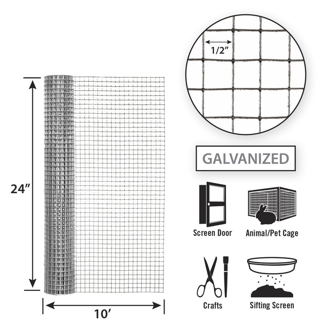 Garden Zone Garden Craft Welded Mesh Cage Wire, 24in x 50ft, 1in x 2in Openings