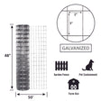 Garden Zone Garden Craft Galvanized Garden Fence, 48in x 50ft, 2in x 3in openings