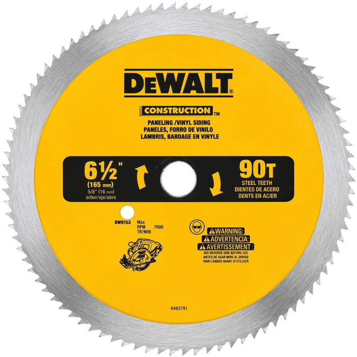 Dewalt 6-1/2 IN. x 5/8 IN. 90-Tooth Construction Steel Circular Saw Blade