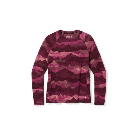 Smartwool Women's Classic Thermal Merino Base Layer Pattern Crew Plus Festive Fuchsia Mountain Scape